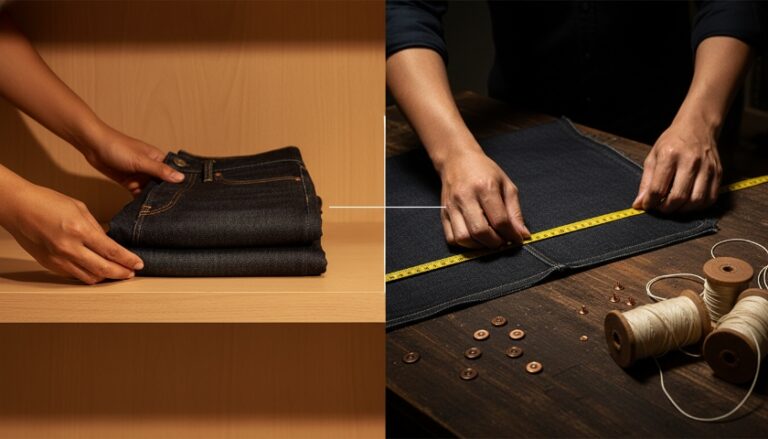 Perbandingan ready stock dan custom made jeans